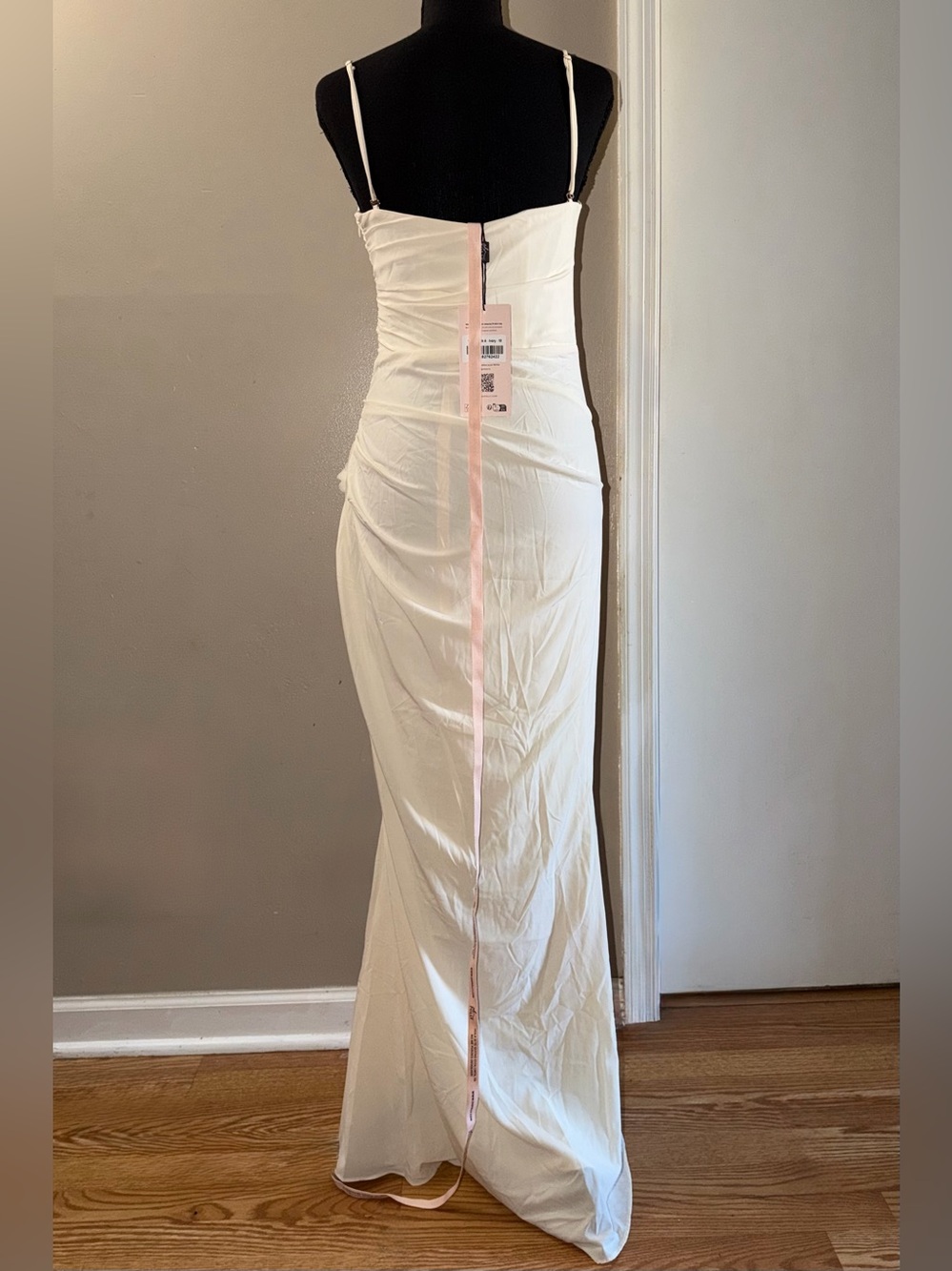 Oh Polly Aveline Strapless Draped Floral Appliqué Maxi Dress Ivory US 6 - Picture 4 of 7